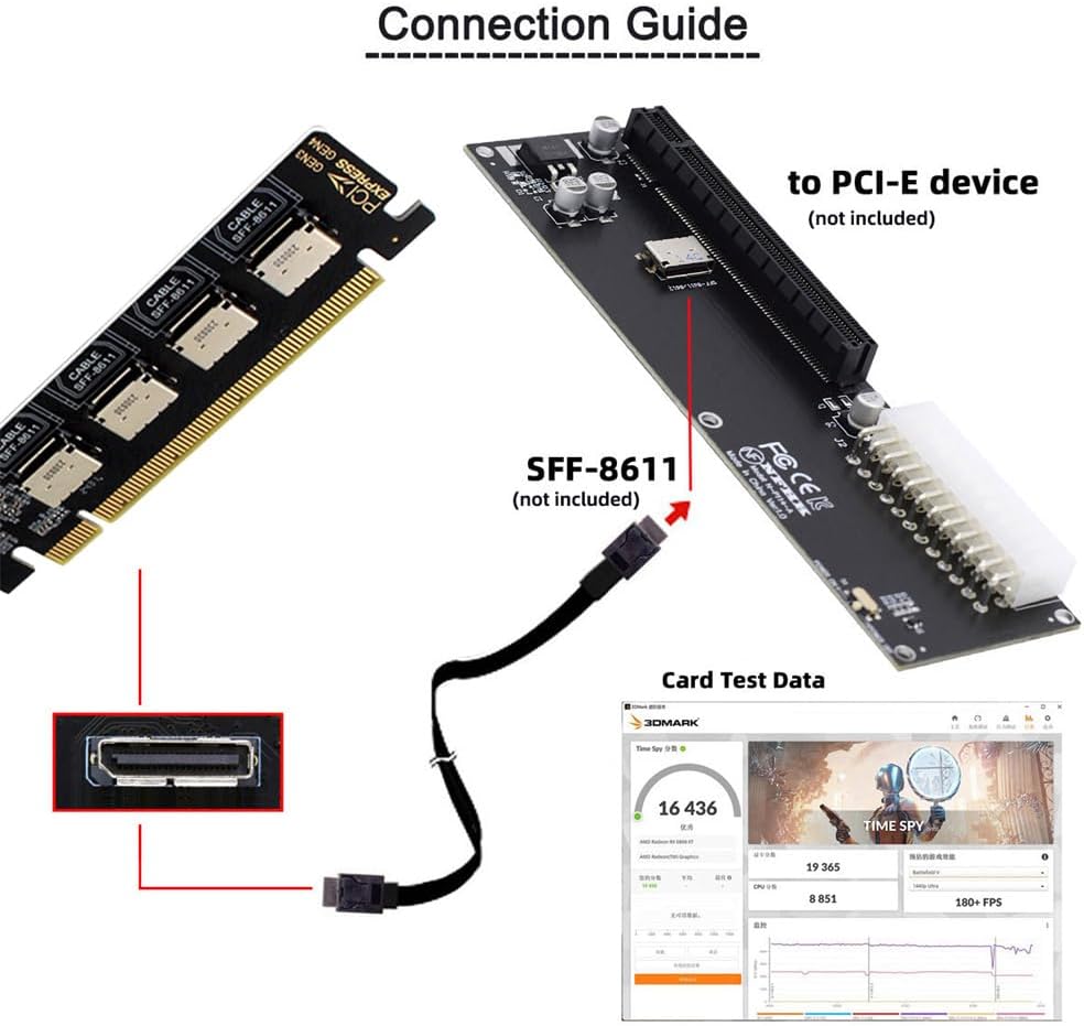 อะแดปเตอร์ PCI-Express 4.0 PCI - Oculink Egpu Dock Graphics Card บทวิจารณ์และราคา